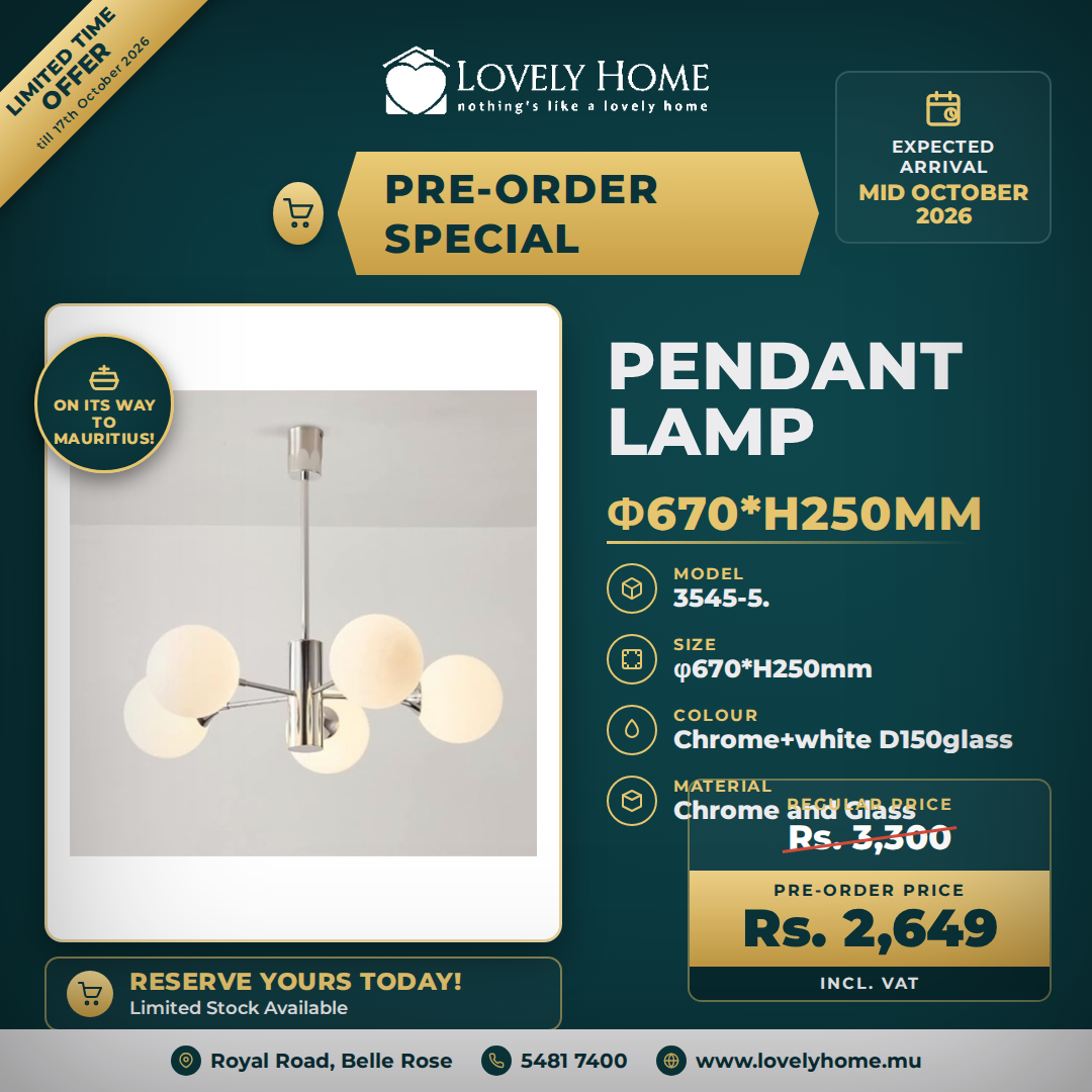 3545-5 Chrome and White Glass Pendant Lamp