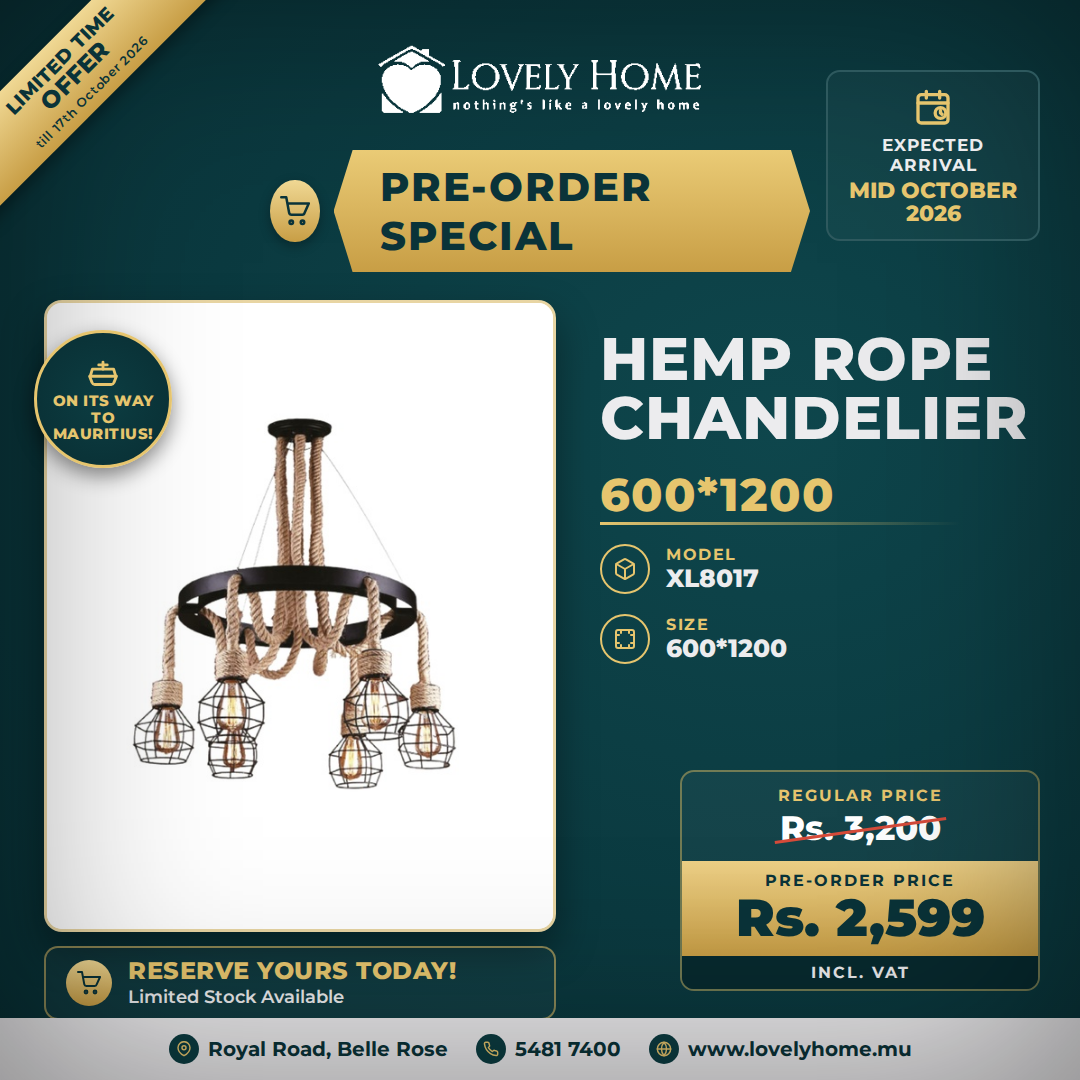 XL8017 - Retro 6 Lamp Hemp Rope Chandelier