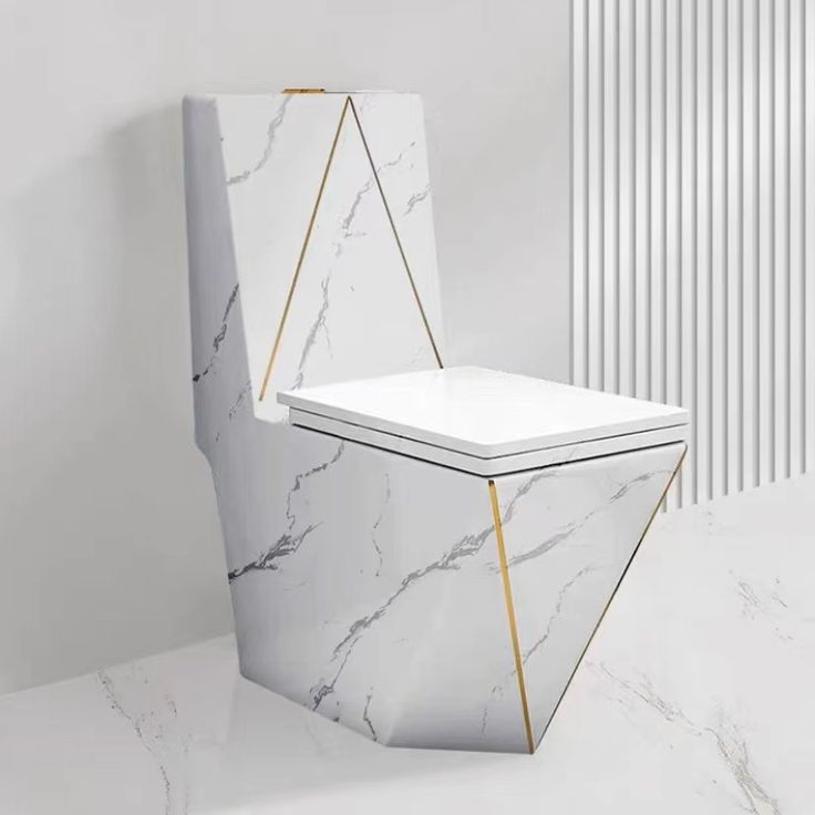  2765- White and Gold One-Piece Toilet 