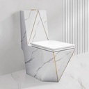  2765- White and Gold One-Piece Toilet 