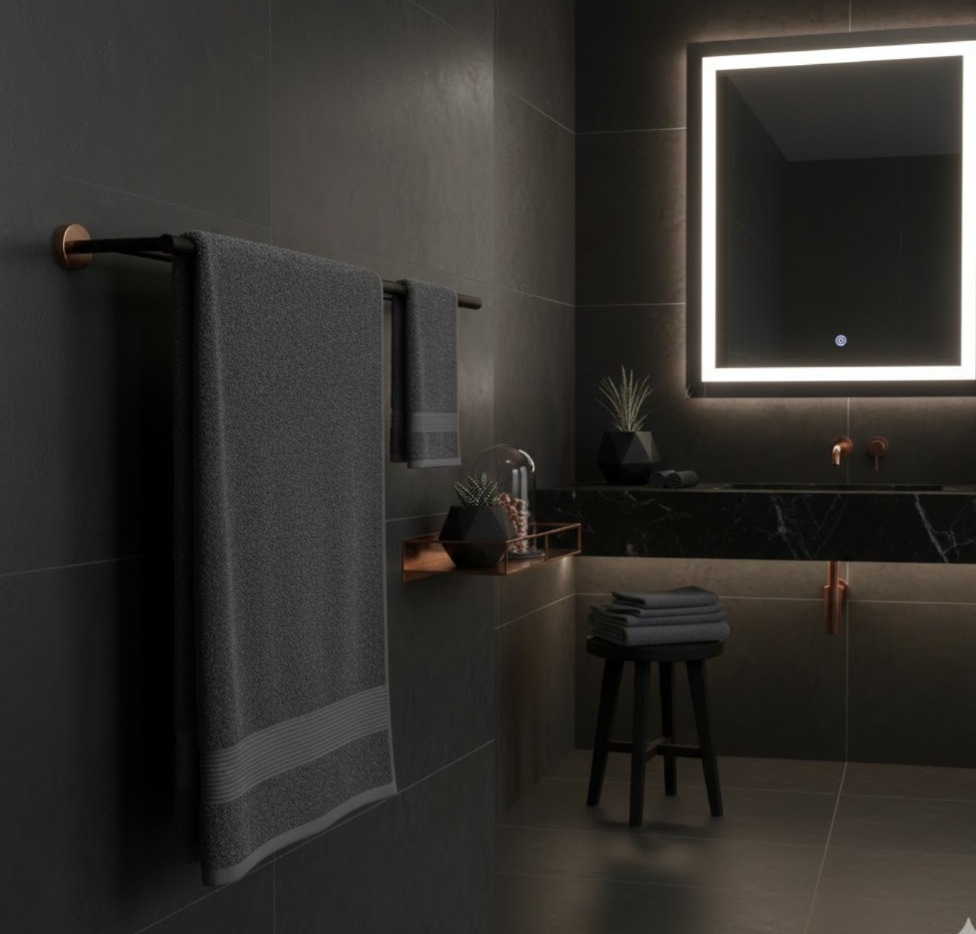 581P02_(Black and Gold) Double Towel Bar