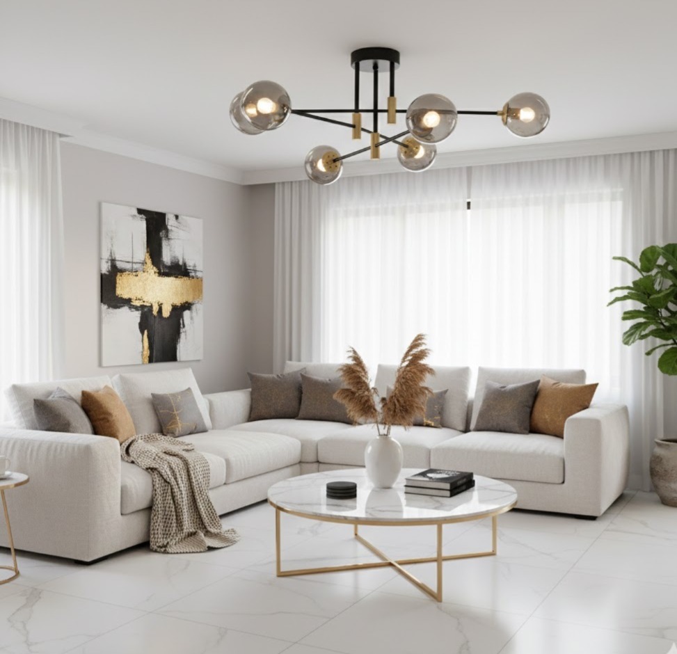 LG3504-6 Black And Amber Glass Pendant lamp