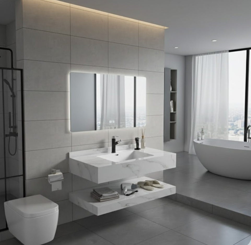 BG Dovetail Vein Sintered Stone Vanity