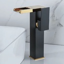 8036 - Tall Waterfall Gold and Black Mixer Tap