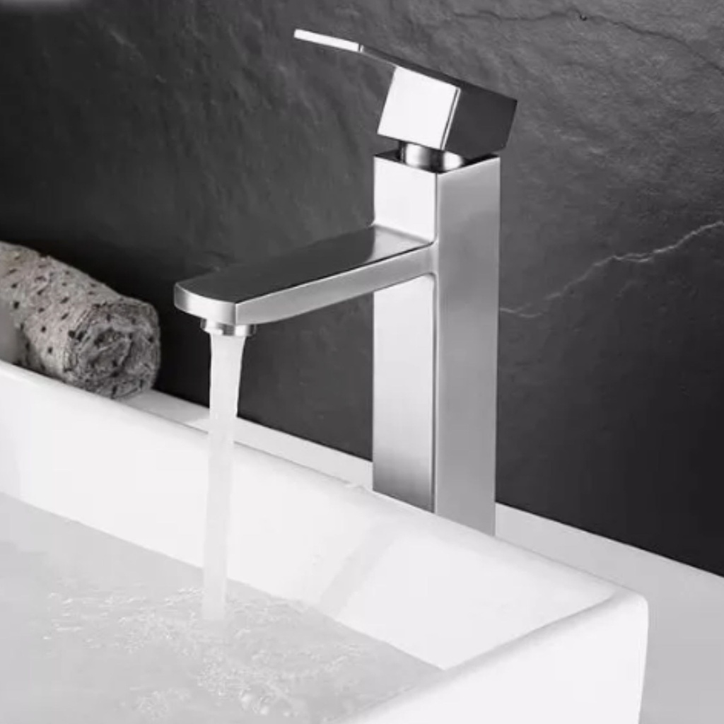 8030 - Brushed Steel Finish Tall Mixer Tap