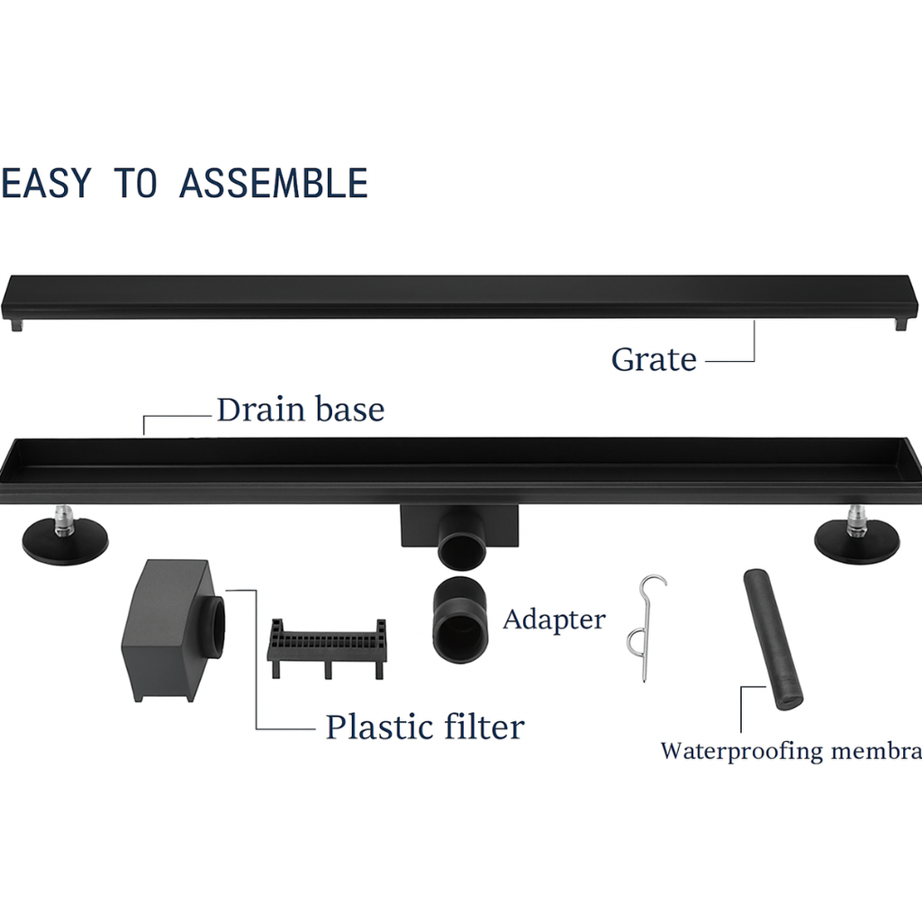 8022 (Matte Black) Floor Drain (70*500mm) 