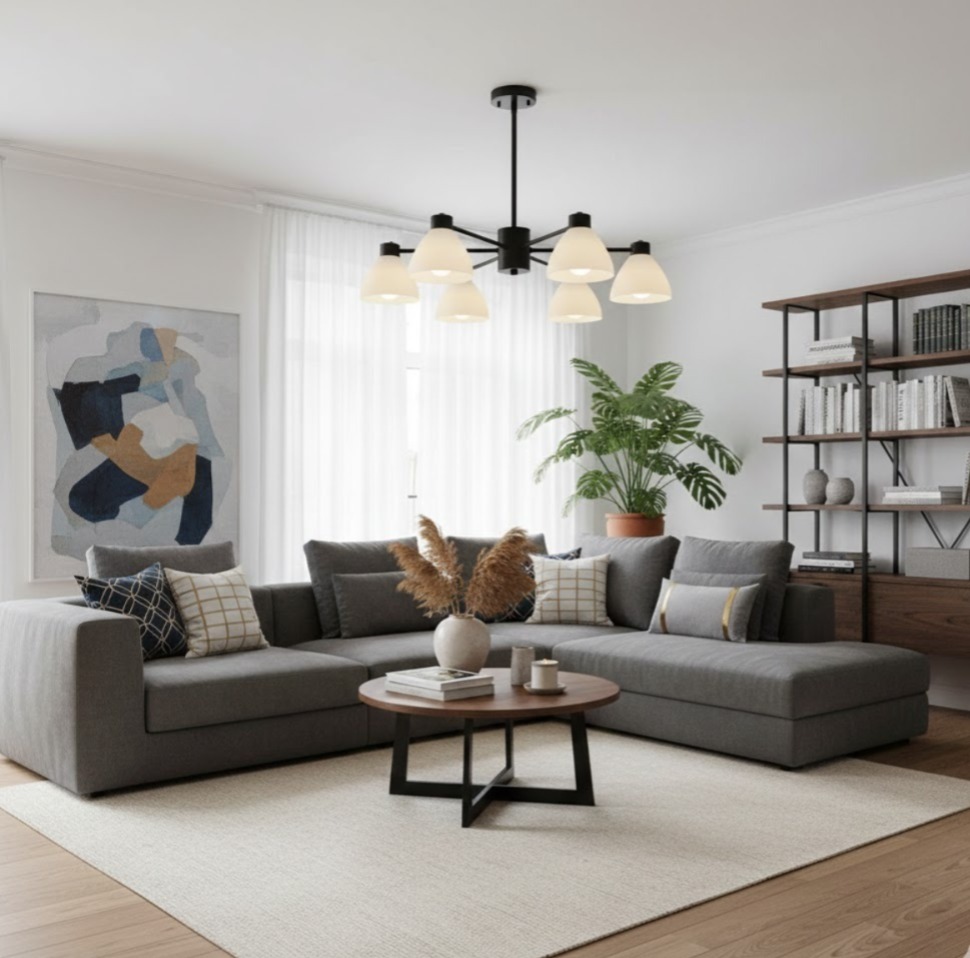 3508-6 -  Black And White Glass Pendant Lamp