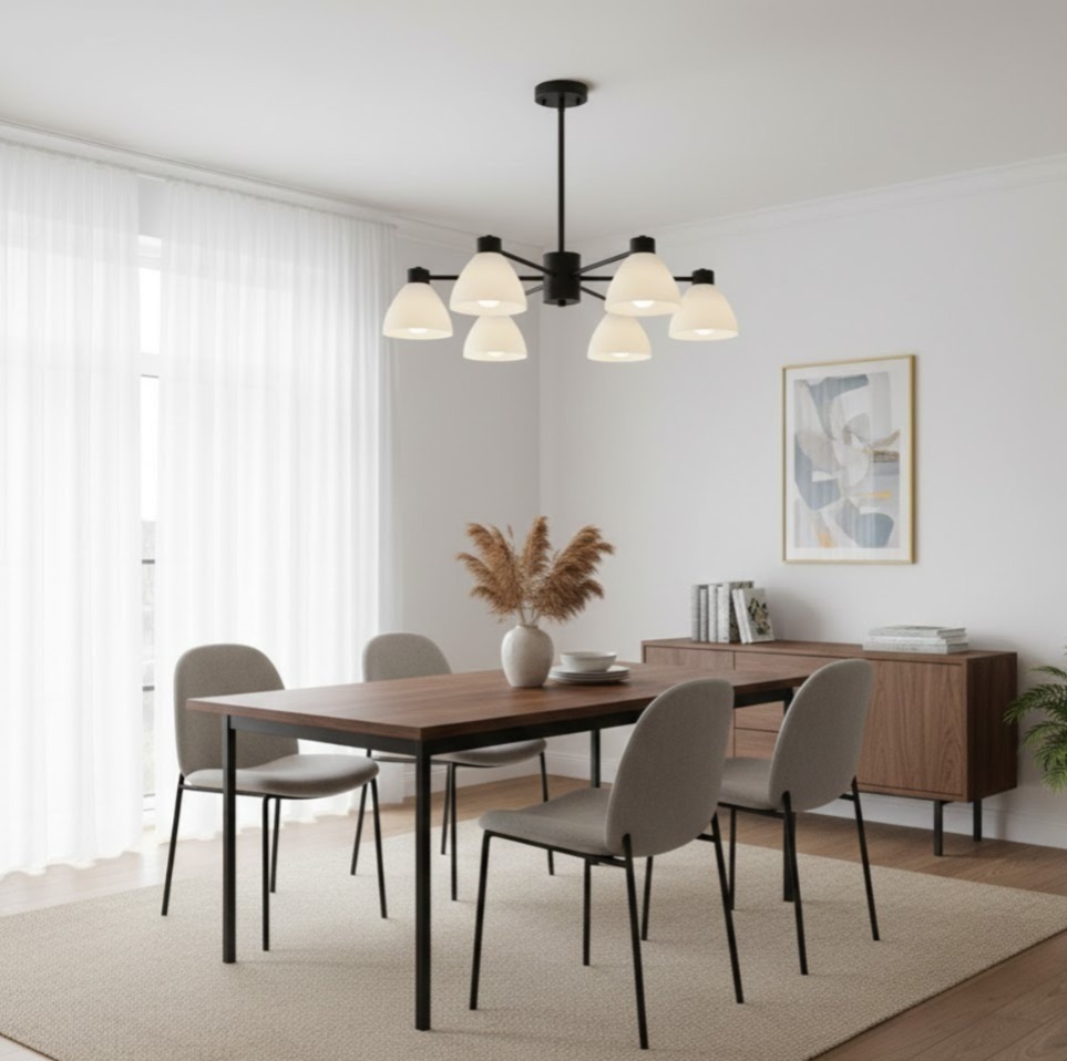 3508-6 -  Black And White Glass Pendant Lamp