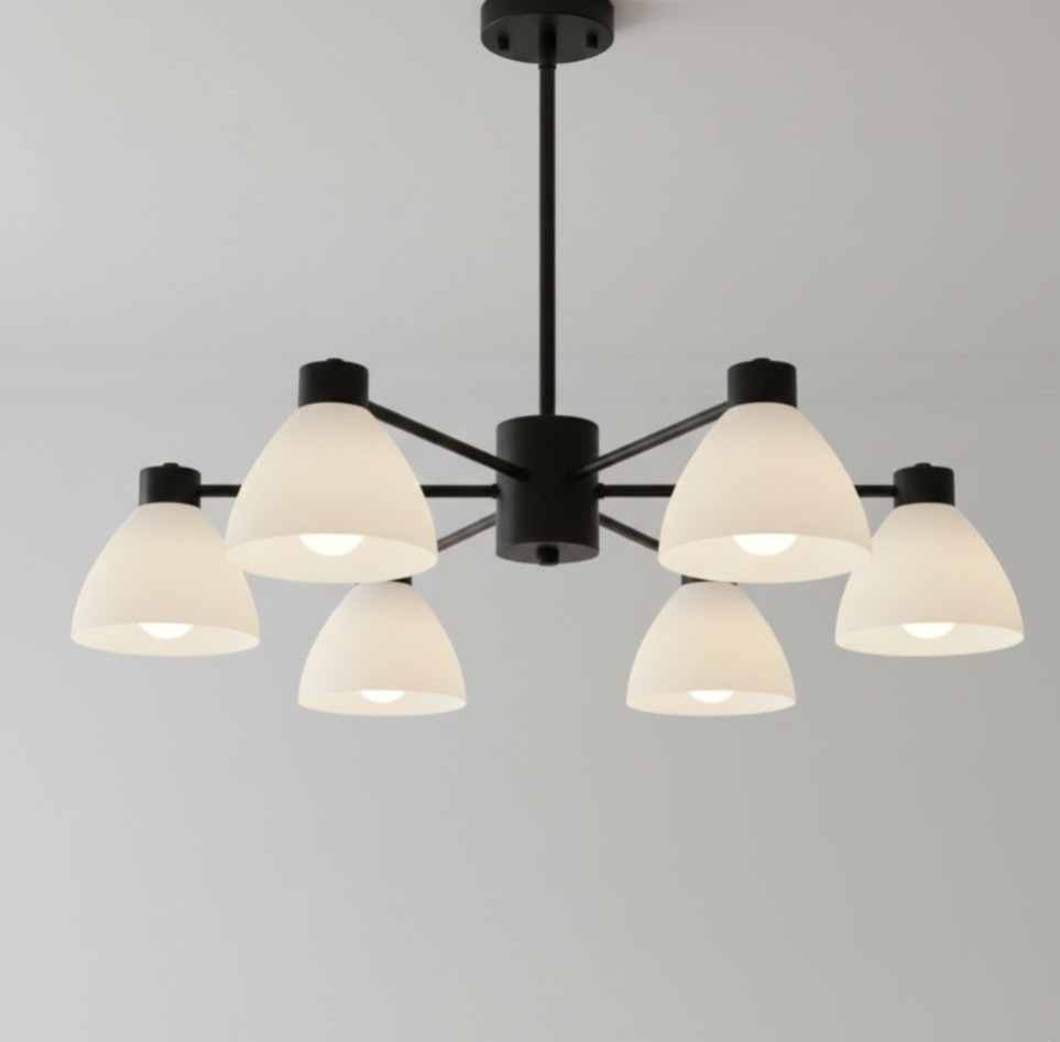 3508-6 -  Black And White Glass Pendant Lamp