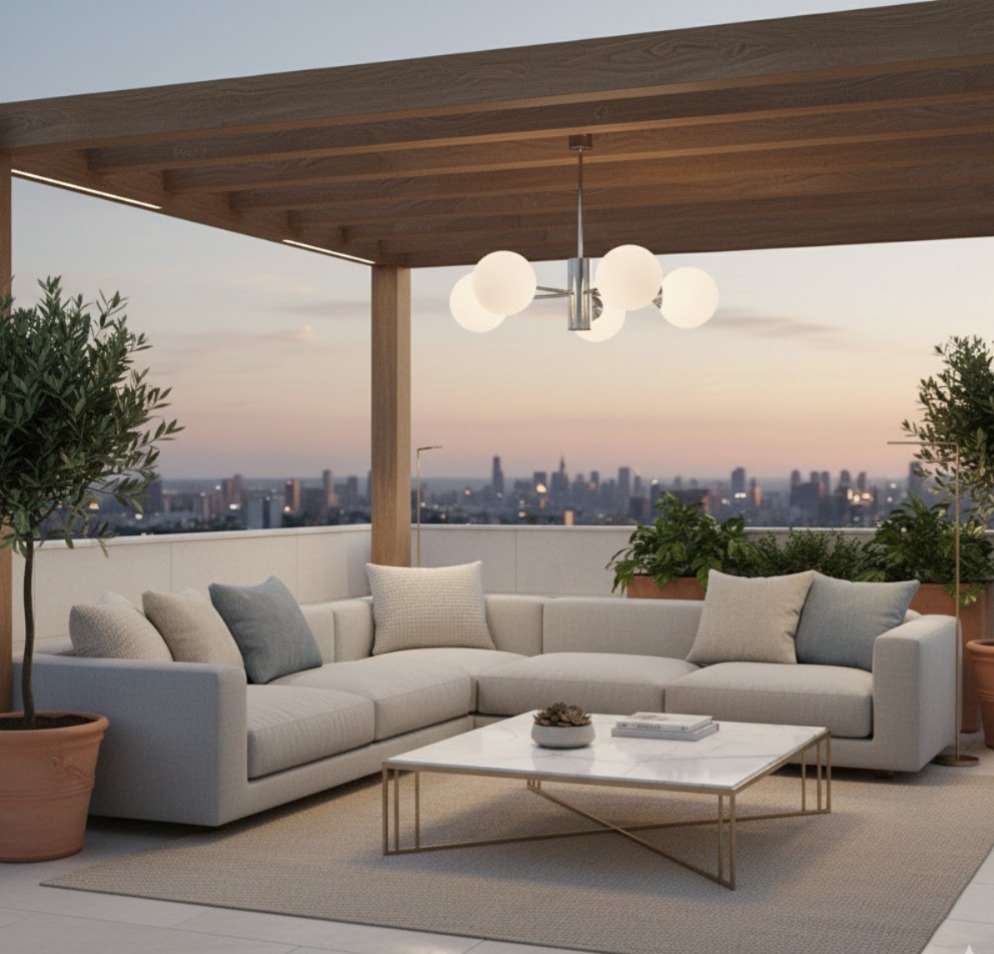 3545-5 Chrome and White Glass Pendant Lamp