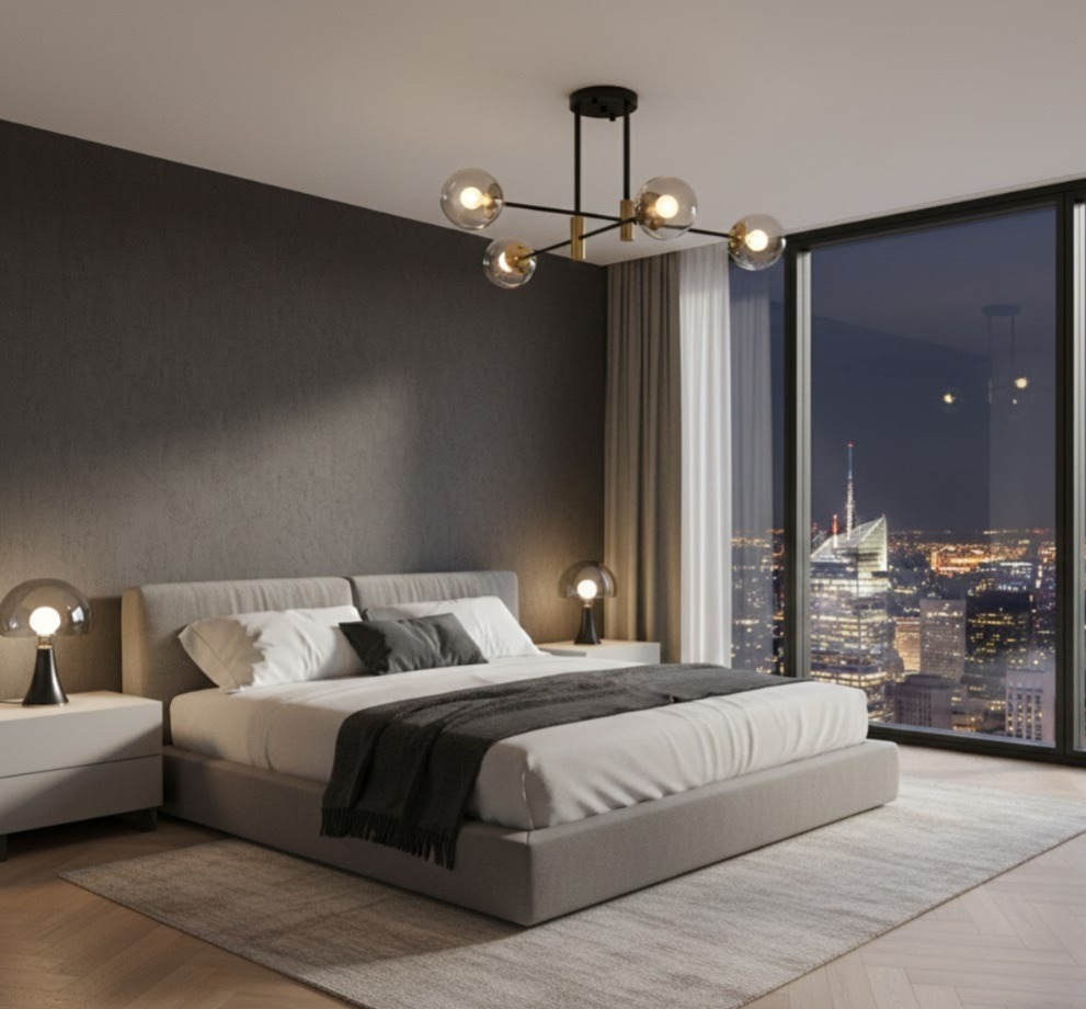 LG3504-4 Black And Amber Glass Pendant lamp