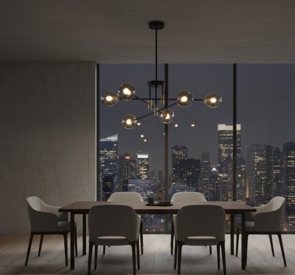 LG3504-6 Black And Amber Glass Pendant lamp