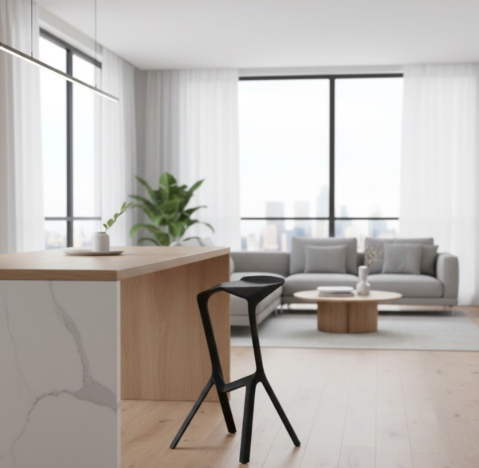 XH-8068_(Black) Fixed 4-leg Bar chair_(Black)