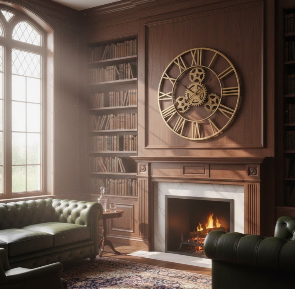 YX2024 - Brushed Gold Gear Wall Clock