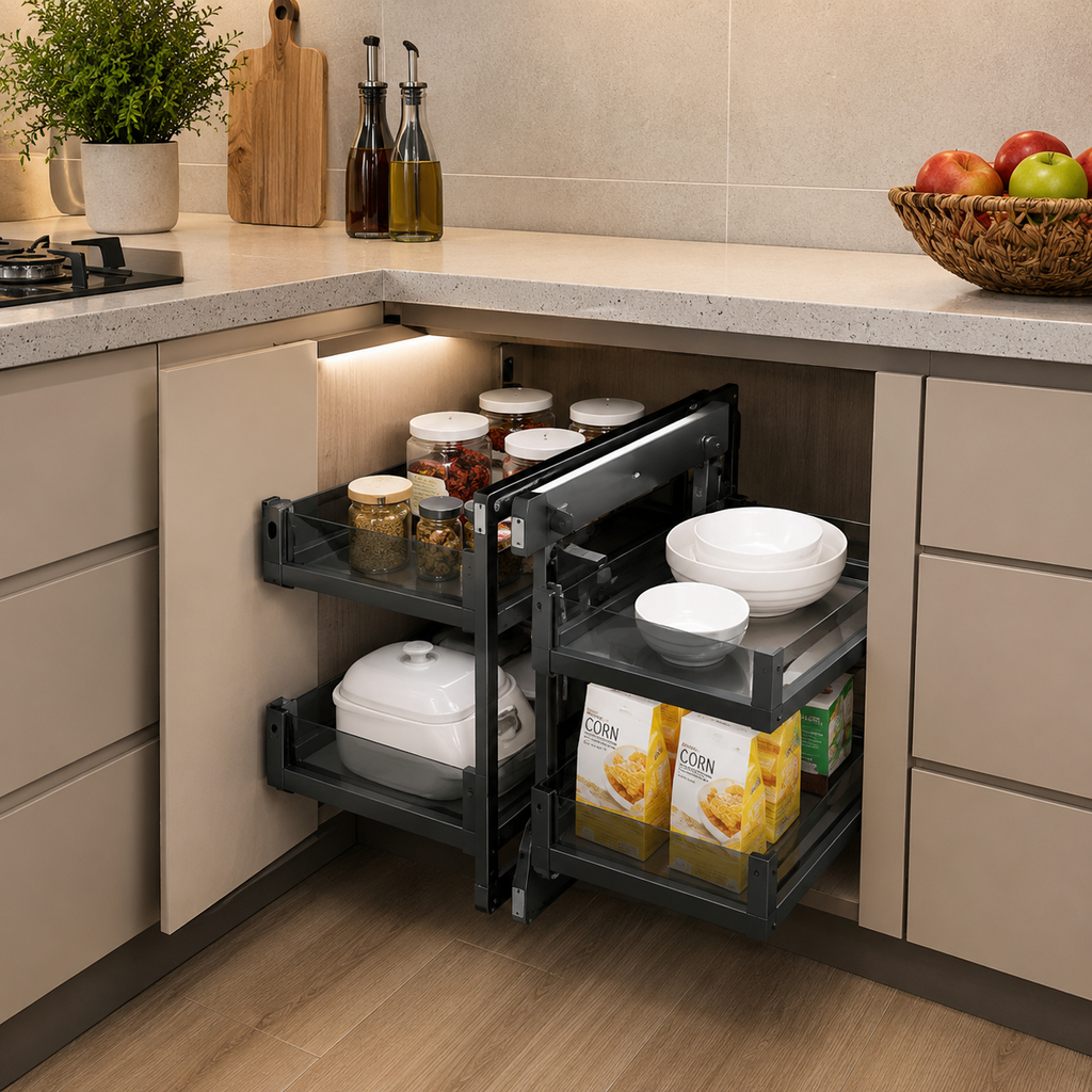 BLQK-900 Glass-Boxside Show Hand Corner Rack