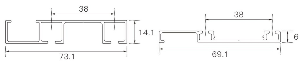 T409-2R Sliding Rail Profile