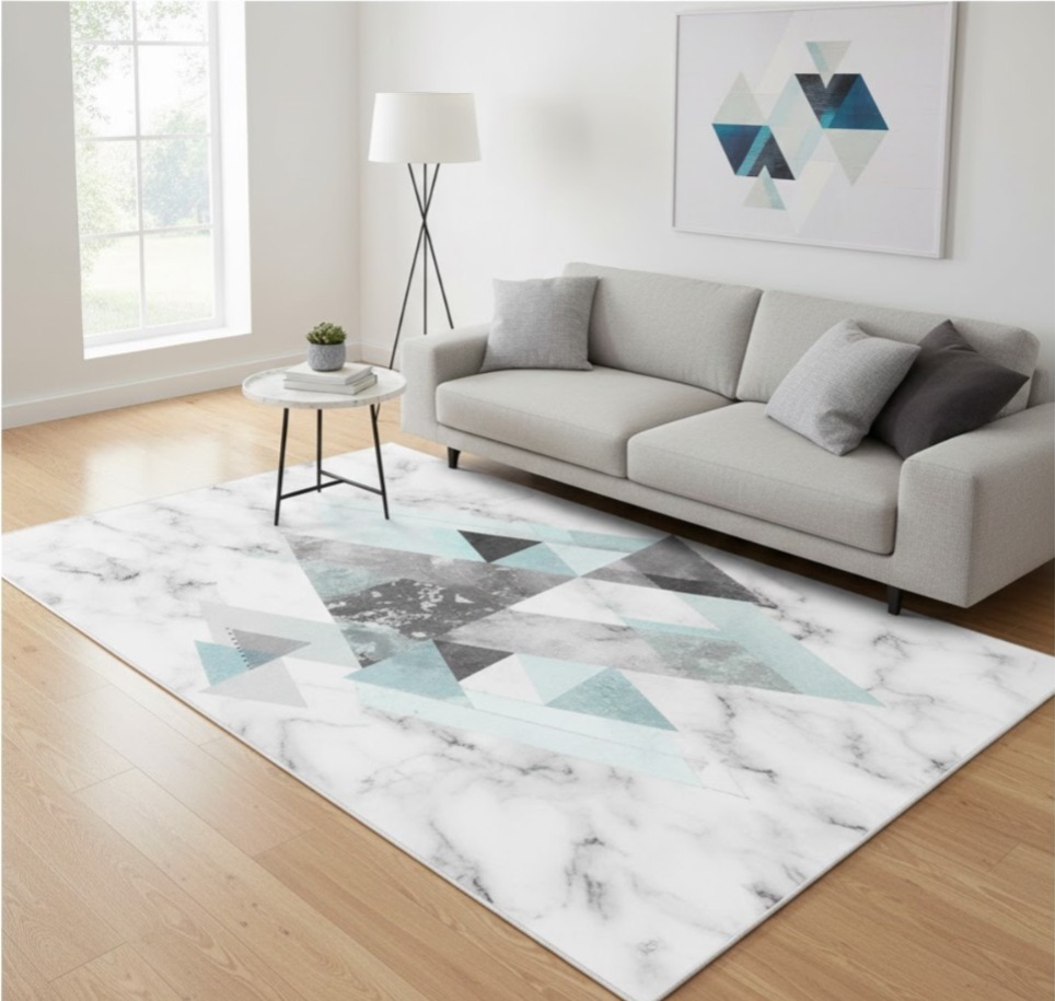 C35-1 - (1.4x2.0) Grey Pyramid Rug Carpet 1m40x2m_(Grey)