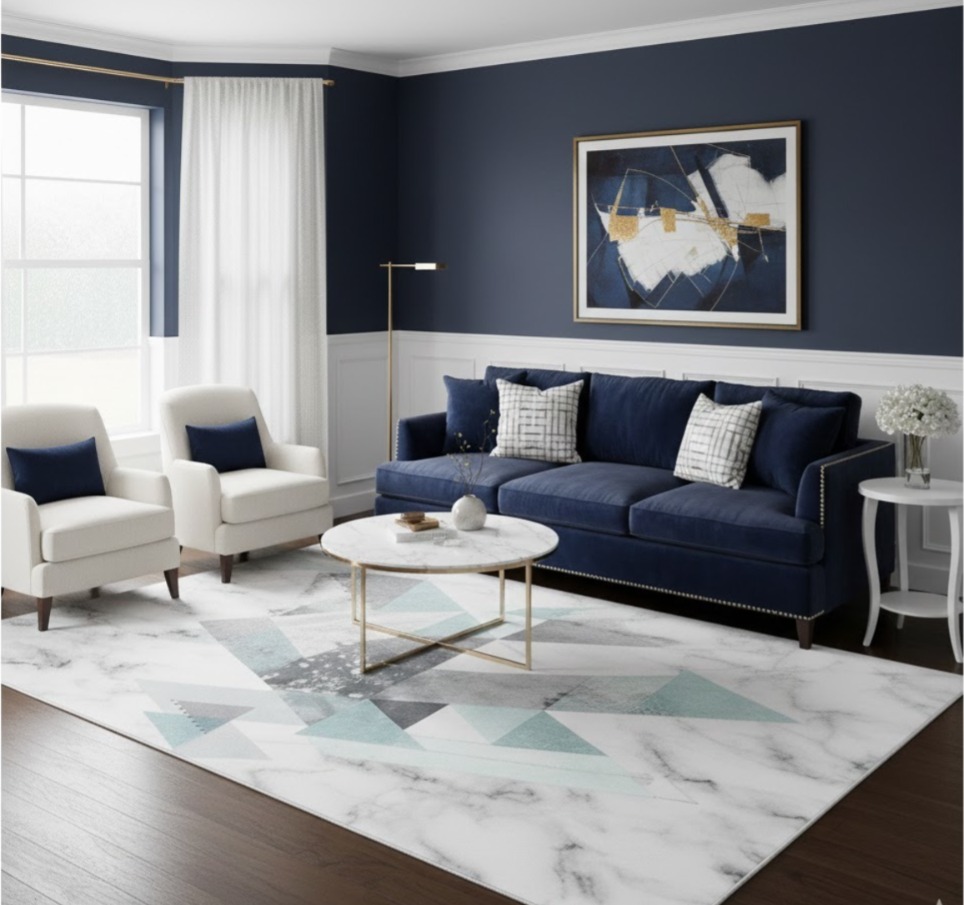 C35-2 - (1.6x2.3) Grey Pyramid Rug Carpet 1m60x2m30_(Grey)