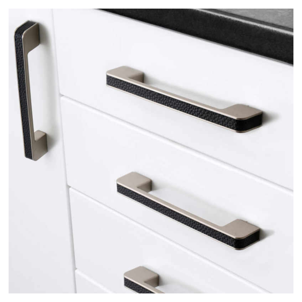 6304-192_(Black Leather) Cabinet Handle