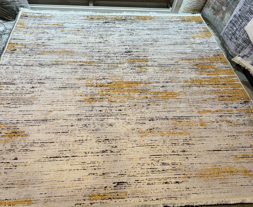 H-02 (Carpet) Carpet 1m60x2m30_(White Rug with Black and Yellow Accents)