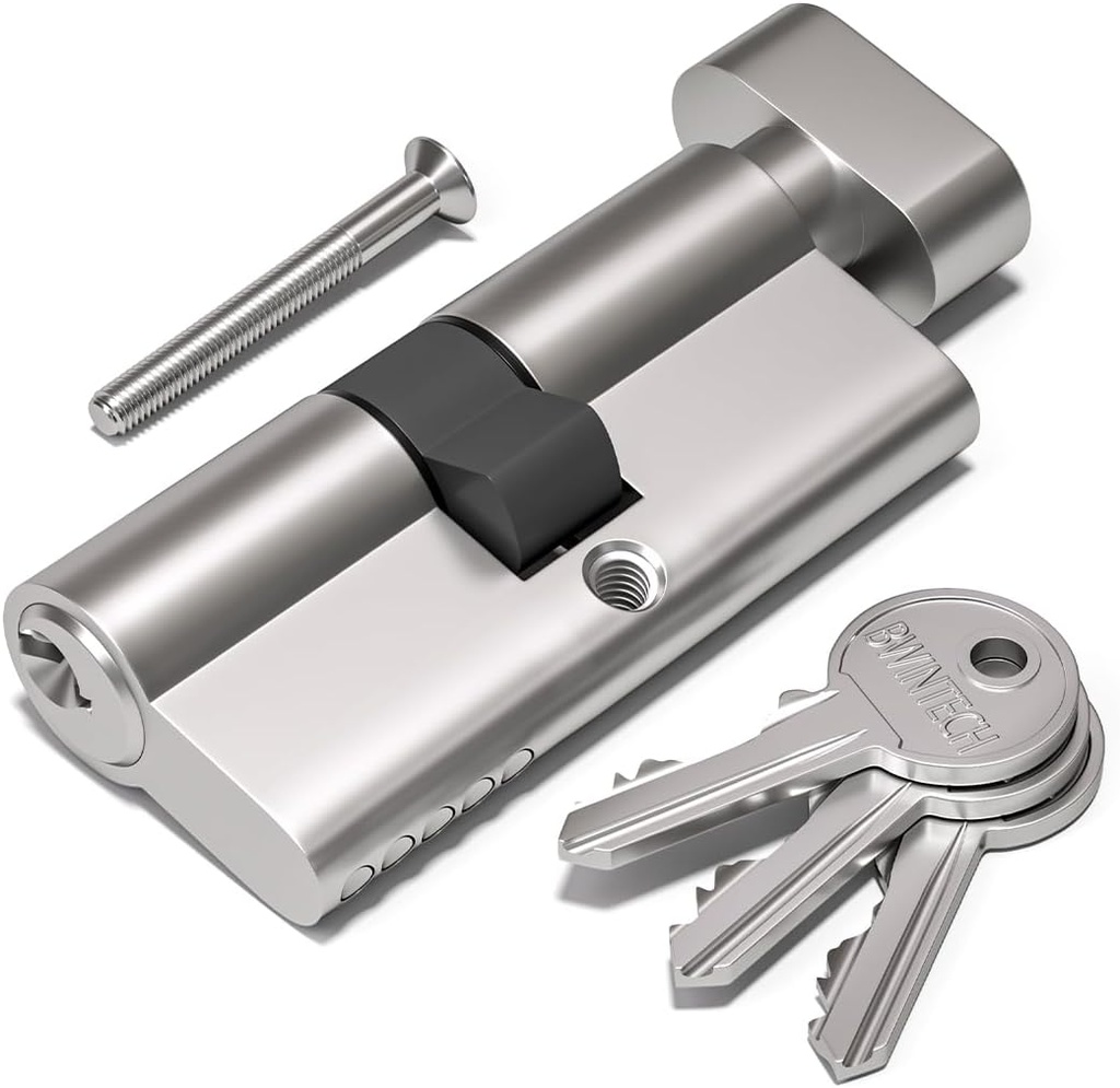 CY002-60_(Brushed SS) Door Cylinder Lock with Turn Key