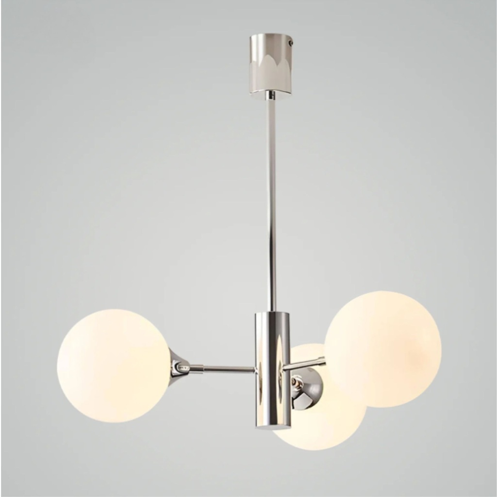 3545-3 Chrome and White Glass Pendant Lamp