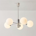 3545-5 Chrome and White Glass Pendant Lamp