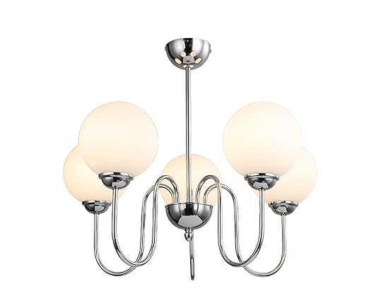 3544-5 Chrome And White Pendant Lamp