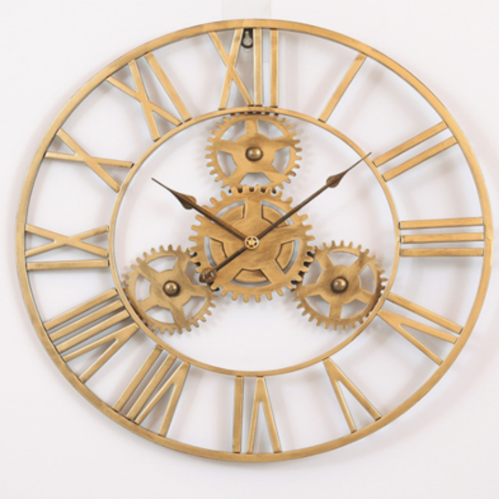 YX2024 - Brushed Gold Gear Wall Clock