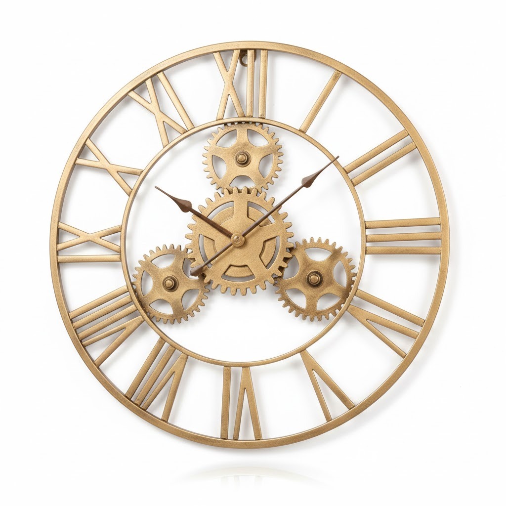 YX2024 - Brushed Gold Gear Wall Clock
