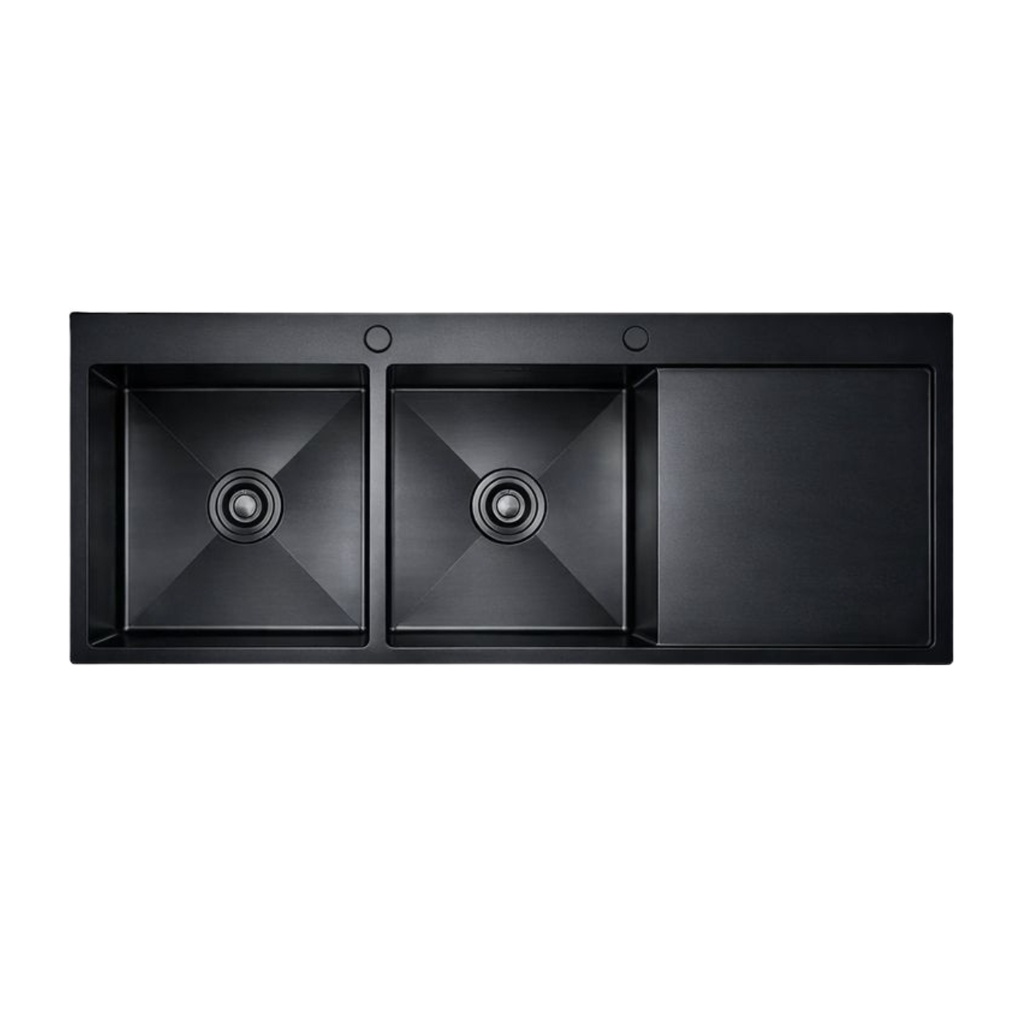 NB12050 BK Double Bowl Sink With Drainer _(Nano Black)
