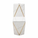  2765- White and Gold One-Piece Toilet 