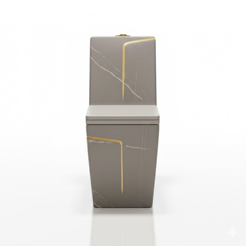  2950- Grey and Gold One-Piece Toilet 
