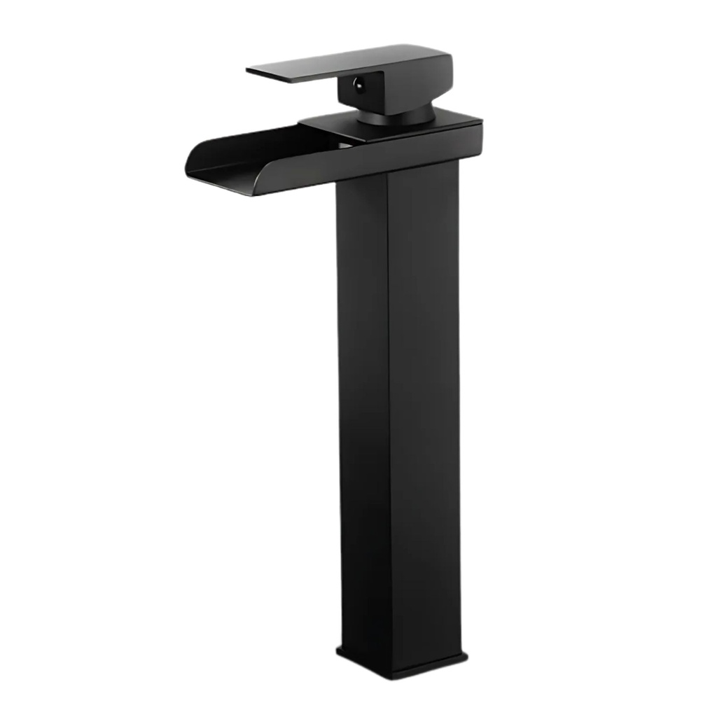 8031 - Tall Waterfall Matte Black Mixer Tap 