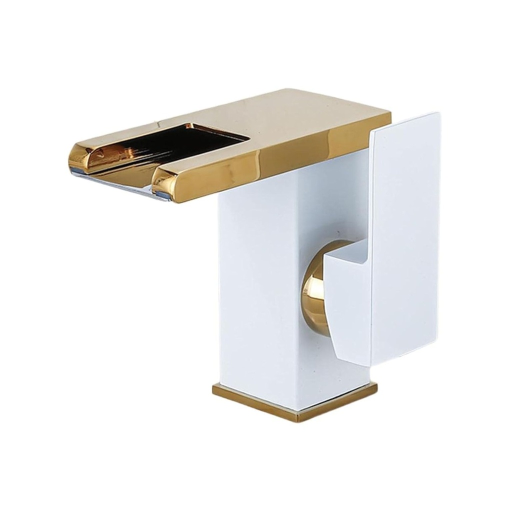 8037 - Waterfall Gold and White Mixer Tap
