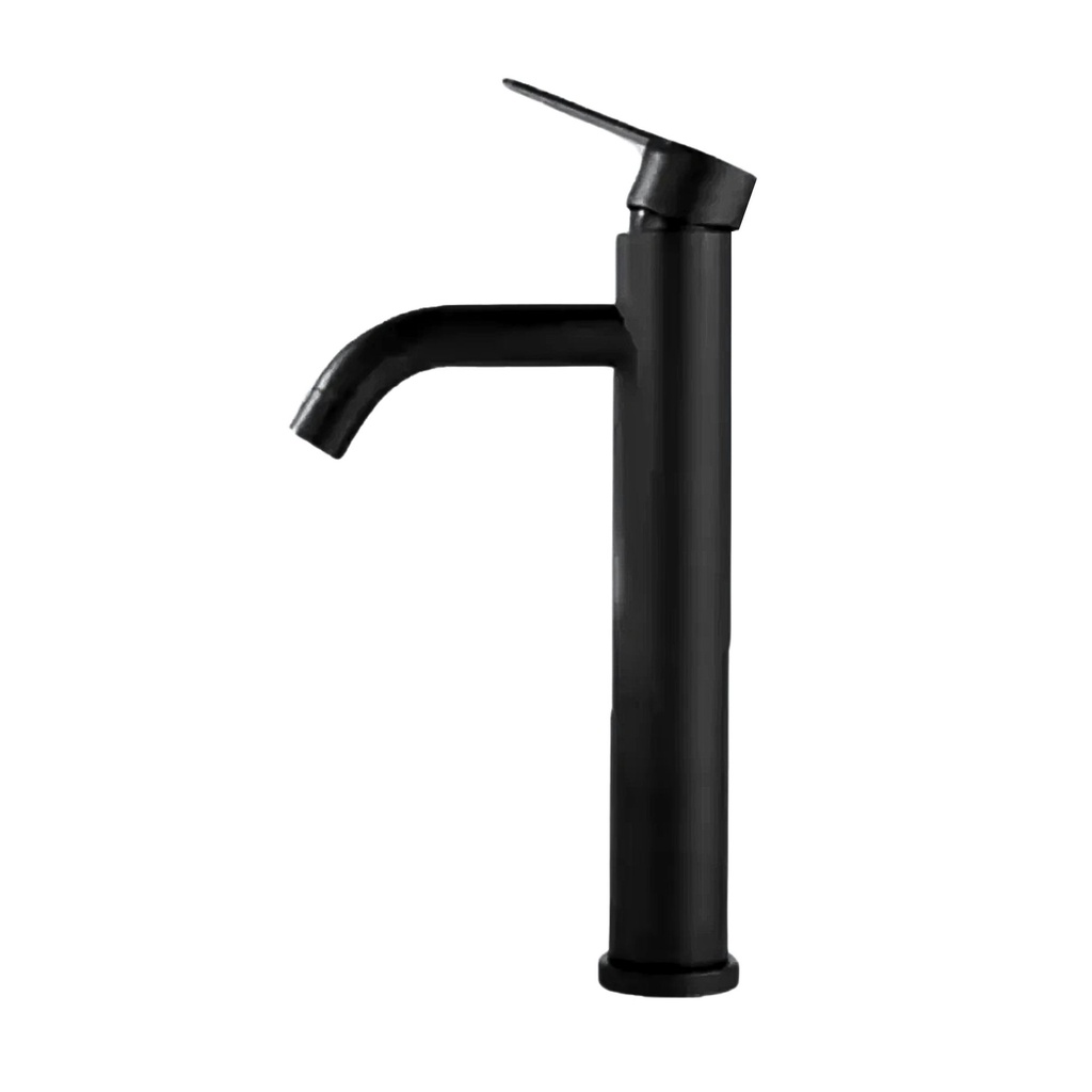 8027 Tall - Long Hooked Black Mixer Tap 