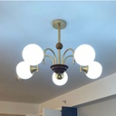 3534-5 Brozen and White Glass Pendant Lamp